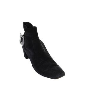 Roger Vivier Womens Suede Buckle Detail Ankle Boots Shoes Black Size 6.5